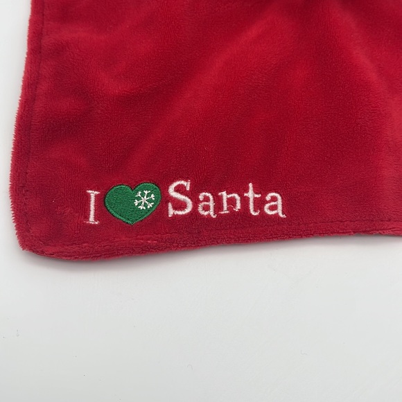 Sock Monkey Lovey I ❤️ Santa Rattle Velvet Satin Security Toy Baby Infant - Picture 3 of 6